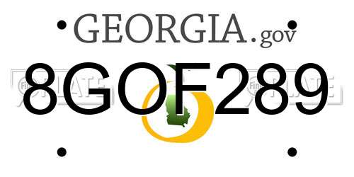 8GOF289 Georgia License Plate