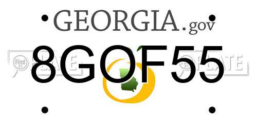 8GOF55 Georgia License Plate