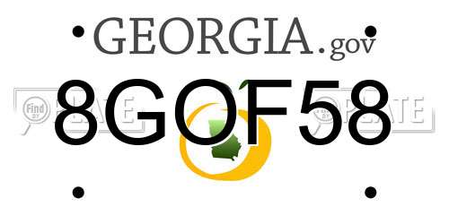 8GOF58 Georgia License Plate