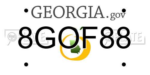 8GOF88 Georgia License Plate