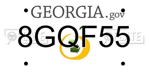 8GQF55 Georgia License Plate