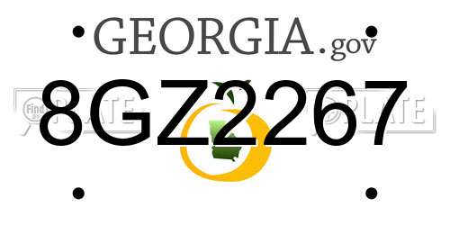 8GZ2267 Georgia License Plate