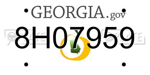 8H07959 Georgia License Plate