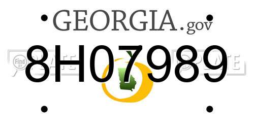 8H07989 Georgia License Plate