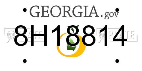 8H18814 Georgia License Plate