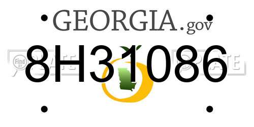 8H31086 Georgia License Plate
