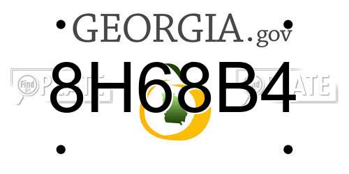 8H68B4 Georgia License Plate