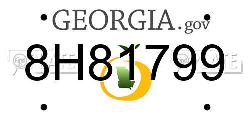 8H81799 Georgia License Plate