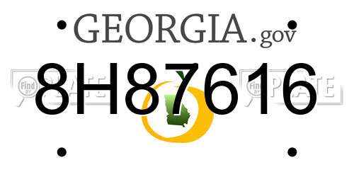 8H87616 Georgia License Plate