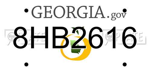 8HB2616 Georgia License Plate