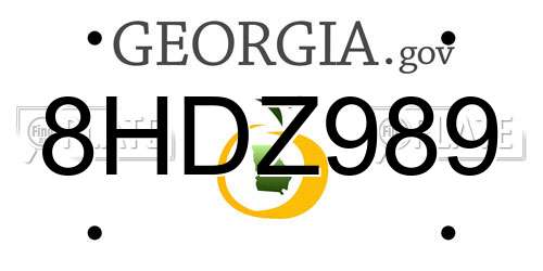 8HDZ989 Georgia License Plate