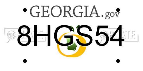 8HGS54 Georgia License Plate