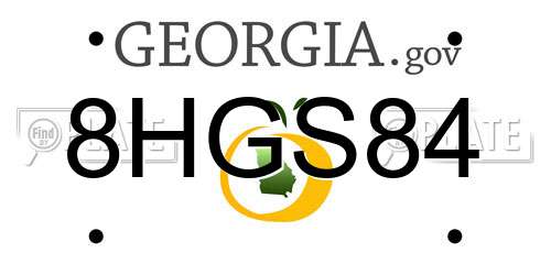 8HGS84 Georgia License Plate