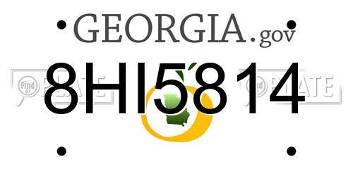 8HI5814 Georgia License Plate