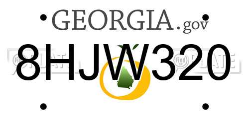 8HJW320 Georgia License Plate