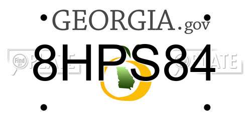 8HPS84 Georgia License Plate