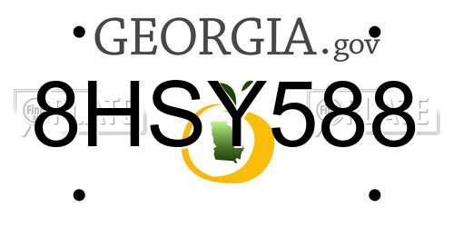 8HSY588 Georgia License Plate