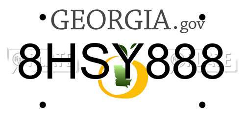 8HSY888 Georgia License Plate