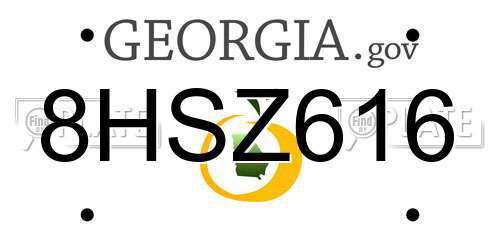 8HSZ616 Georgia License Plate