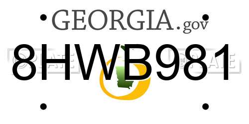 8HWB981 Georgia License Plate