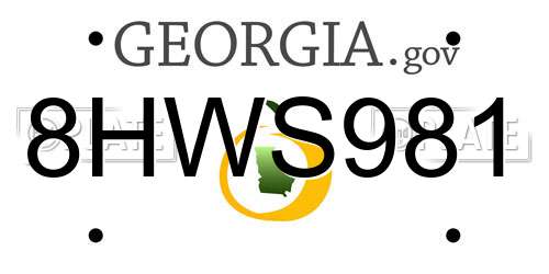 8HWS981 Georgia License Plate