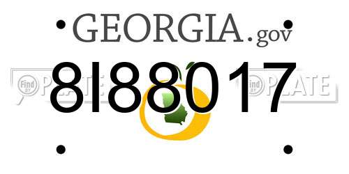 8I88017 Georgia License Plate
