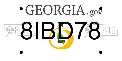 8IBD78 Georgia License Plate
