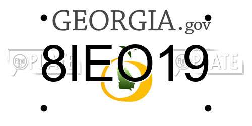 8IEO19 Georgia License Plate