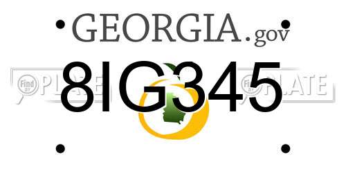 8IG345 Georgia License Plate