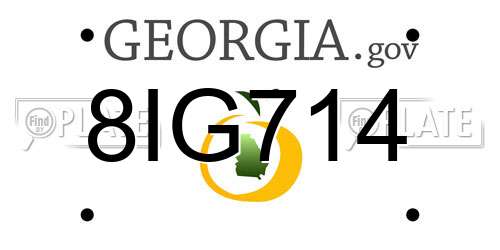 8IG714 Georgia License Plate