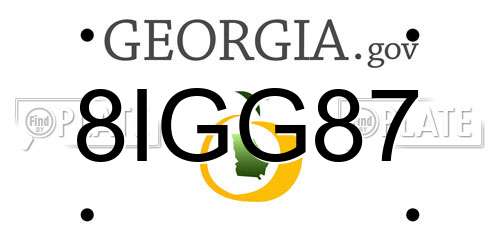 8IGG87 Georgia License Plate