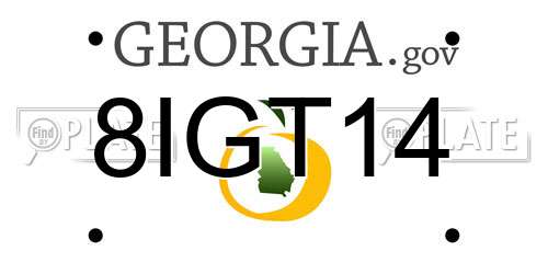 8IGT14 Georgia License Plate