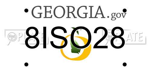 8ISO28 Georgia License Plate