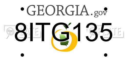 8ITG135 Georgia License Plate