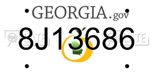 8J13686 Georgia License Plate