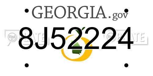 8J52224 Georgia License Plate