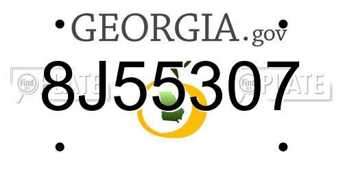8J55307 Georgia License Plate
