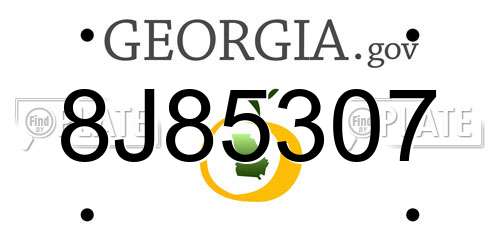 8J85307 Georgia License Plate