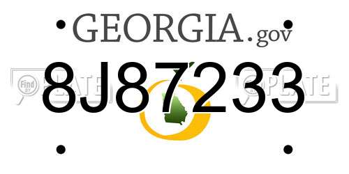 8J87233 Georgia License Plate