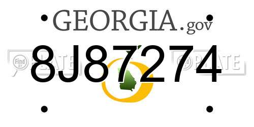 8J87274 Georgia License Plate
