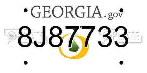 8J87733 Georgia License Plate