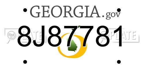 8J87781 Georgia License Plate