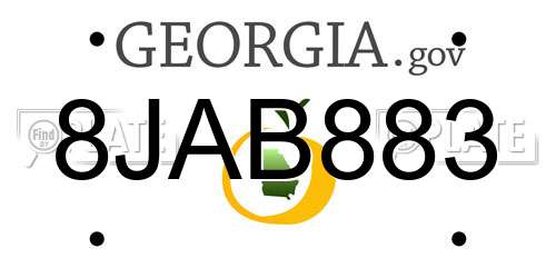 8JAB883 Georgia License Plate