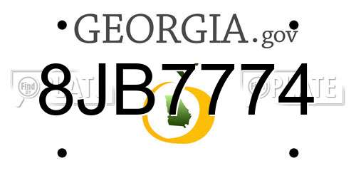8JB7774 Georgia License Plate