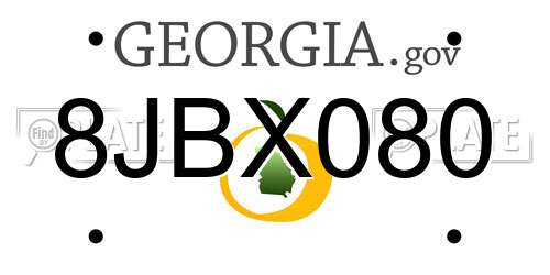 8JBX080 Georgia License Plate