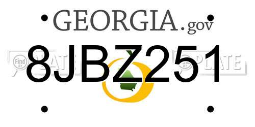 8JBZ251 Georgia License Plate