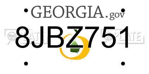 8JBZ751 Georgia License Plate