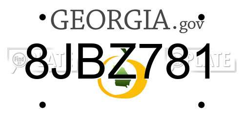 8JBZ781 Georgia License Plate