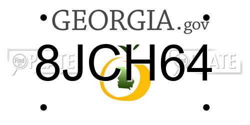 8JCH64 Georgia License Plate
