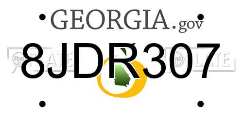 8JDR307 Georgia License Plate